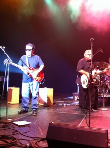 Los Lobos at the HP Pavilion; l-r Cesar Rosas, Conrad Lozano/Photo by Daniel Buckley