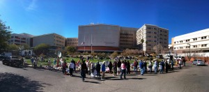 The impromptu memorial that sprang up at Tucson's University Medical Center in the days following the January 8 shooting.
