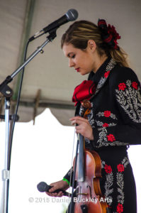 Maya Arce of Tucson High School's Mariachi Rayos Del Sol performs at the 2015 Tucson International Mariachi Conference.